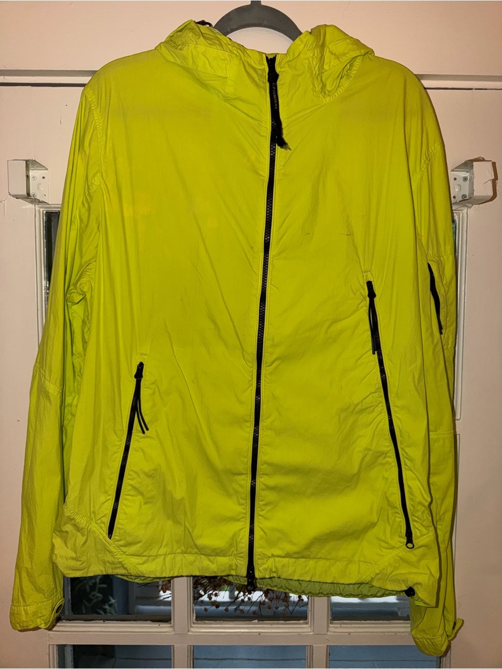 C.P. Company Neon Yellow Hooded Windbreaker Jacket (L)
